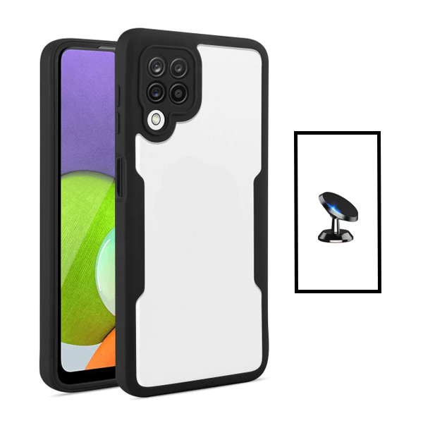 Kit Capa 360° Proteção Frente e Verso + Suporte Magnético para Samsung Galaxy M33 5G - Preto