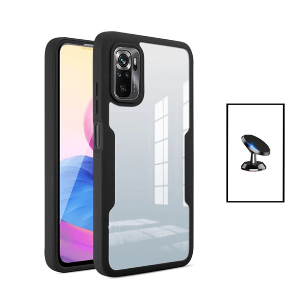 Kit Capa 360° Proteção Frente e Verso + Suporte Magnético para Xiaomi Poco M5S - Preto