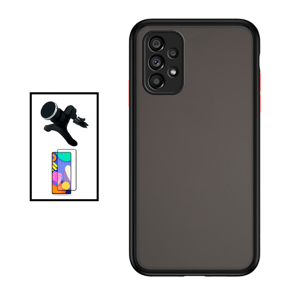 Kit Capa Traseira Proteção Camara + Película de Vidro Temperado GorilasGlass + Suporte Magnético Com Pernas para Samsung Galaxy A53 5G - Preto