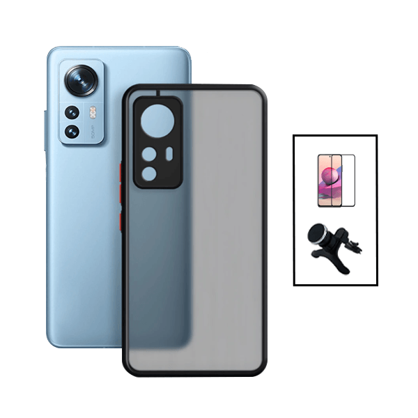 Kit Capa Traseira Proteção Camara + Película de Vidro Temperado GorilasGlass + Suporte Magnético Com Pernas para Xiaomi 12T Pro - Preto
