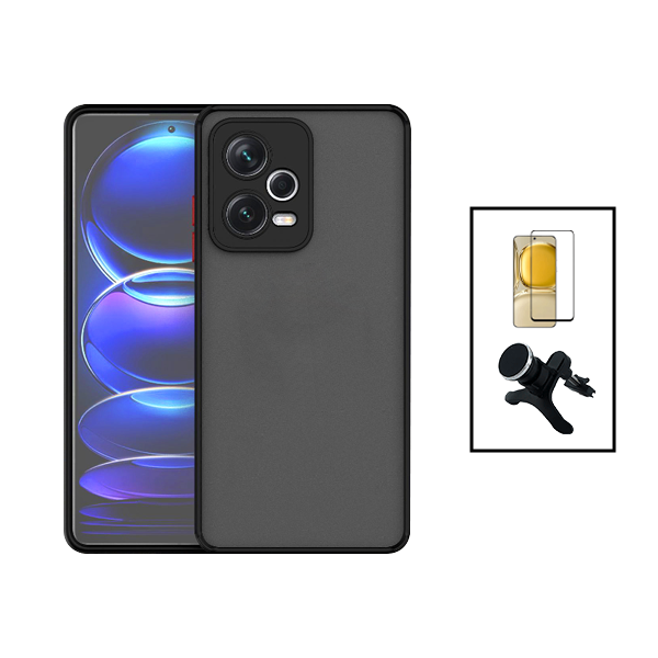 Kit Capa Traseira Proteção Camara + Película de Vidro Temperado GorilasGlass + Suporte Magnético Com Pernas para Xiaomi Poco X5 - Preto