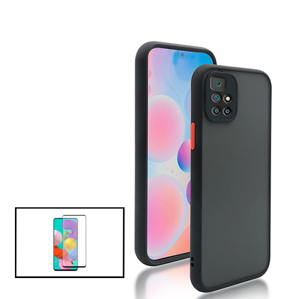 Kit Capa Traseira Proteção Camara + Película de Vidro Temperado GorilasGlass para Xiaomi Redmi 10 Prime 2022 - Preto