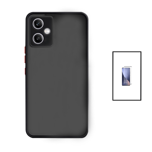 Kit Capa Traseira Proteção Camara + Película de Vidro Temperado GorilasGlass para Xiaomi Redmi Note 12 - Preto