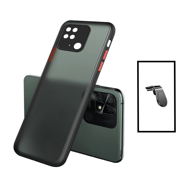 Kit Capa Traseira Proteção Camara + Suporte de Carro Magnético L para Xiaomi Redmi 10C - Preto