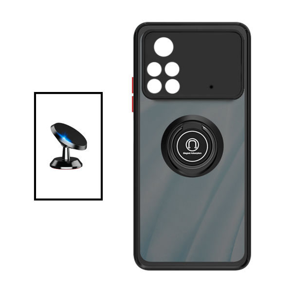 Kit Capa Traseira Proteção Camara + Suporte Magnético para Xiaomi Poco X4 Pro 5G - Preto