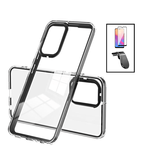 Kit Capa Duplo Airbag Anti-Quedas + Suporte Magnético L + GorilaGlass para Samsung Galaxy A13 - Transparente