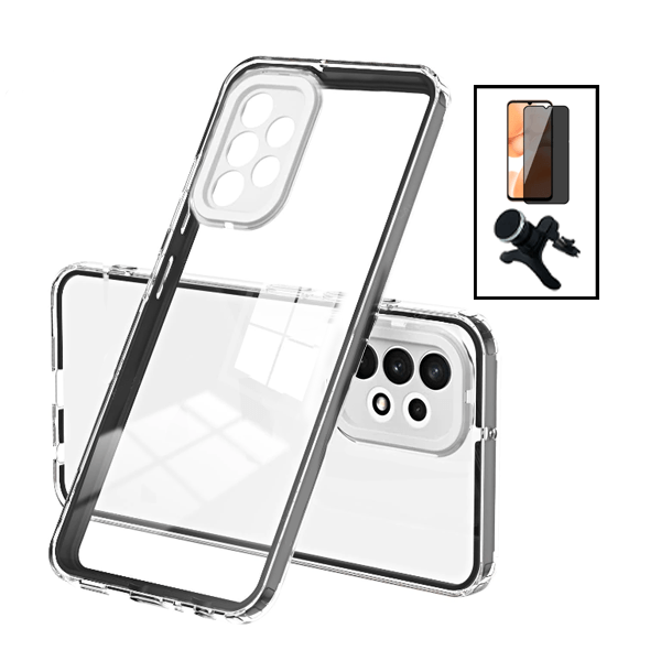 Kit Capa Duplo Airbag Anti-Quedas Proteção de Camara + Suporte reforçado de Carro para Samsung Galaxy A13 - Transparente