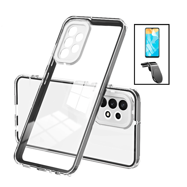 Kit Capa Duplo Airbag Anti-Quedas Proteção de Camara + Suporte Magnético L para Samsung Galaxy A13 - Transparente