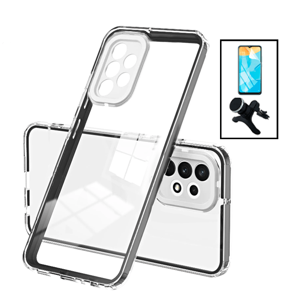 Kit Capa Duplo Airbag Anti-Quedas Proteção de Camara + Suporte reforçado de Carro para Samsung Galaxy A13 - Transparente