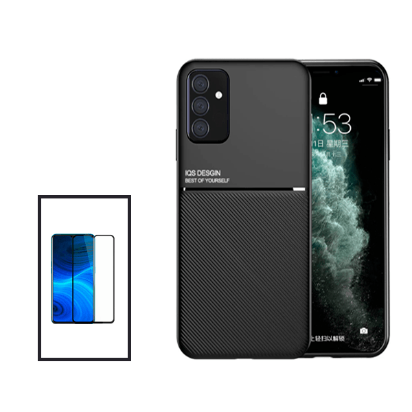 Kit Capa Traseira Magnética Anti Choque + Película de Vidro Temperado GorilasGlass para Samsung Galaxy A04s - Preto