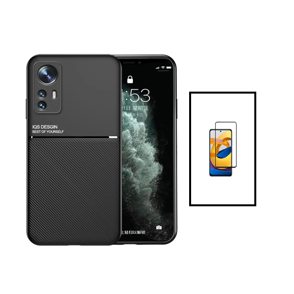Kit Capa Traseira Magnética Anti Choque + Película de Vidro Temperado GorilasGlass para Xiaomi 12 Lite - Preto