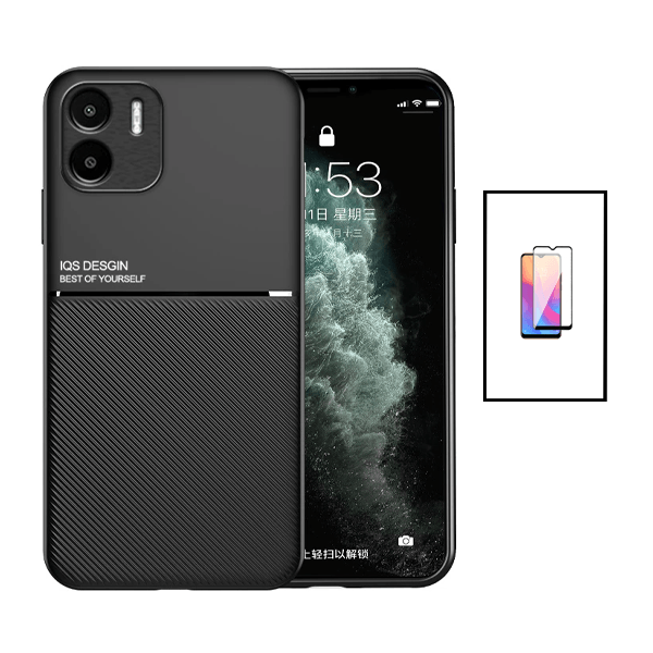 Kit Capa Traseira Magnética Anti Choque + Película de Vidro Temperado GorilasGlass para Xiaomi Redmi A2 - Preto