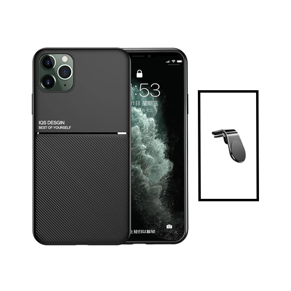 Kit Capa Traseira Magnética Anti Choque + Suporte de Carro Magnético L para Apple iPhone 14 Plus - Preto