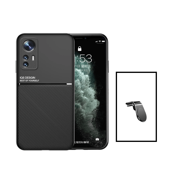 Kit Capa Traseira Magnética Anti Choque + Suporte de Carro Magnético L para Xiaomi 12T - Preto
