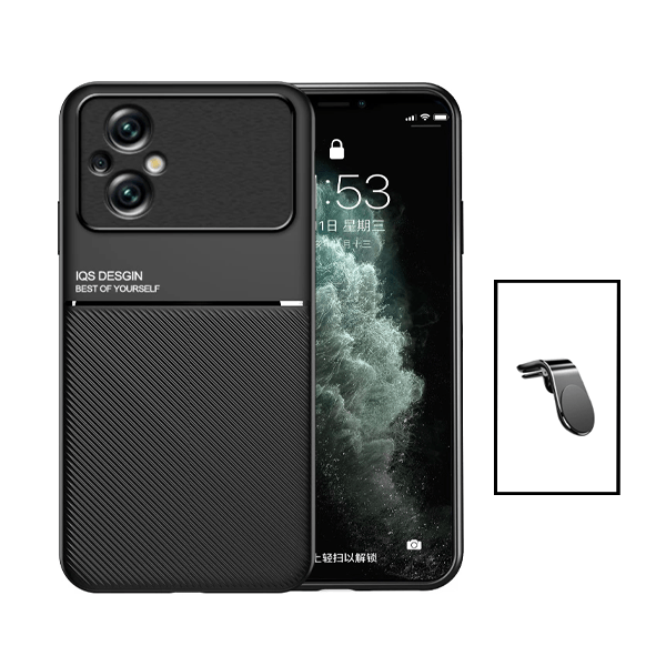 Kit Capa Traseira Magnética Anti Choque + Suporte de Carro Magnético L para Xiaomi Poco M5 - Preto