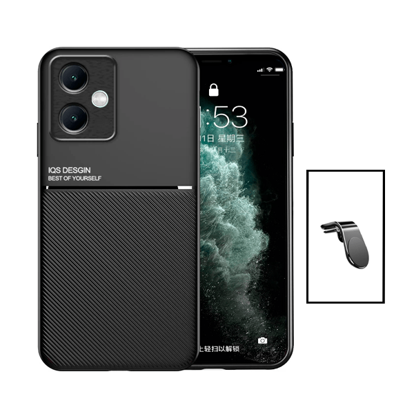 Kit Capa Traseira Magnética Anti Choque + Suporte de Carro Magnético L para Xiaomi Redmi Note 12 - Preto