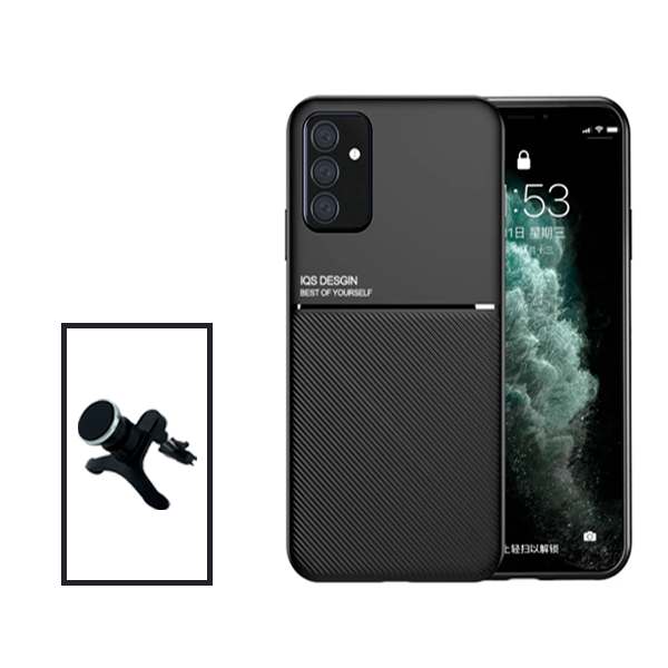 Kit Capa Traseira Magnética Anti Choque + Suporte Magnético Com Pernas para Samsung Galaxy A04s - Preto