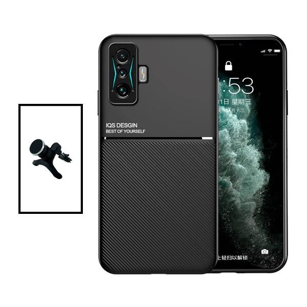 Kit Capa Traseira Magnética Anti Choque + Suporte Magnético Com Pernas para Xiaomi Redmi K50 Gaming - Preto