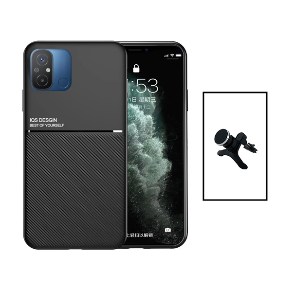 Kit Capa Traseira Magnética Anti Choque + Suporte Magnético Com Pernas para Xiaomi Redmi 12C - Preto
