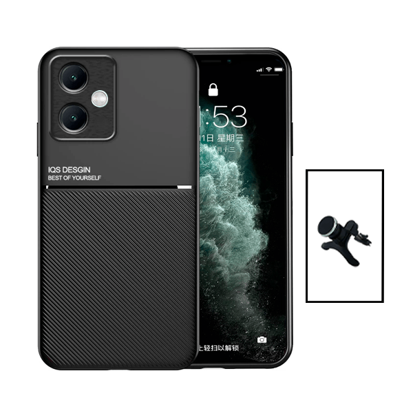 Kit Capa Traseira Magnética Anti Choque + Suporte Magnético Com Pernas para Xiaomi Redmi Note 12 - Preto