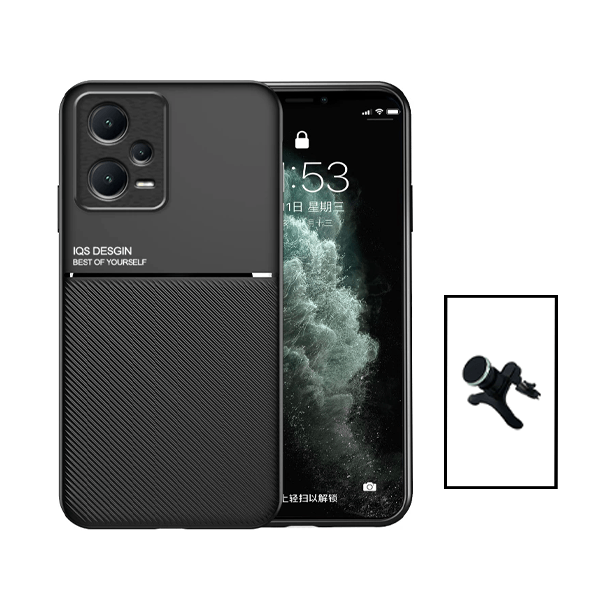 Kit Capa Traseira Magnética Anti Choque + Suporte Magnético Com Pernas para Xiaomi Redmi Note 12 Pro - Preto