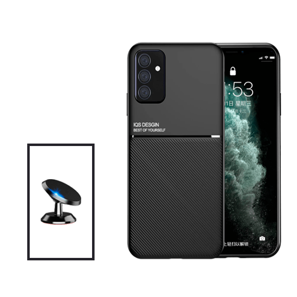 Kit Capa Traseira Magnética Anti Choque + Suporte Magnético para Samsung Galaxy A04s - Preto
