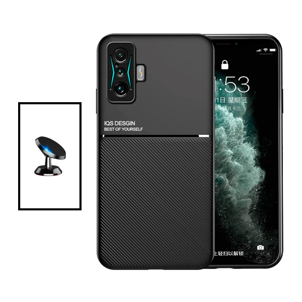 Kit Capa Traseira Magnética Anti Choque + Suporte Magnético para Xiaomi Poco F4 GT - Preto