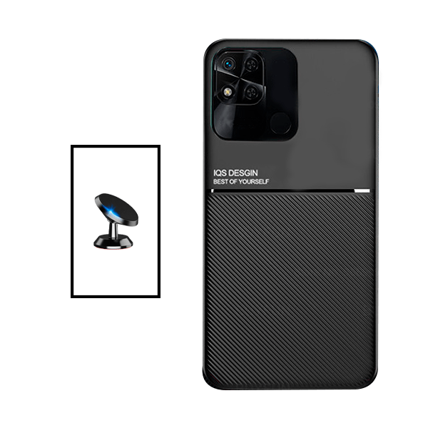 Kit Capa Traseira Magnética Anti Choque + Suporte Magnético para Xiaomi Redmi 10A - Preto