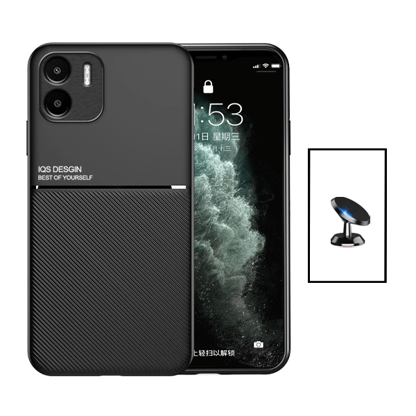 Kit Capa Traseira Magnética Anti Choque + Suporte Magnético para Xiaomi Redmi A1 - Preto
