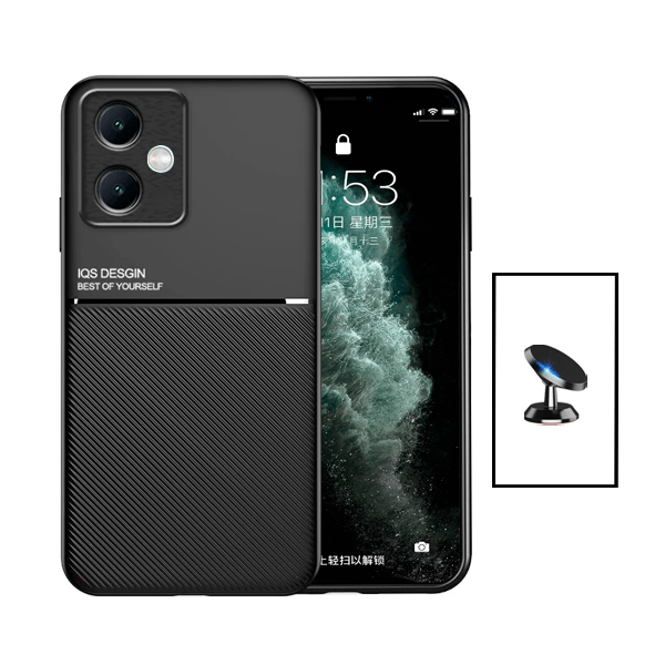 Kit Capa Traseira Magnética Anti Choque + Suporte Magnético para Xiaomi Redmi Note 12 - Preto