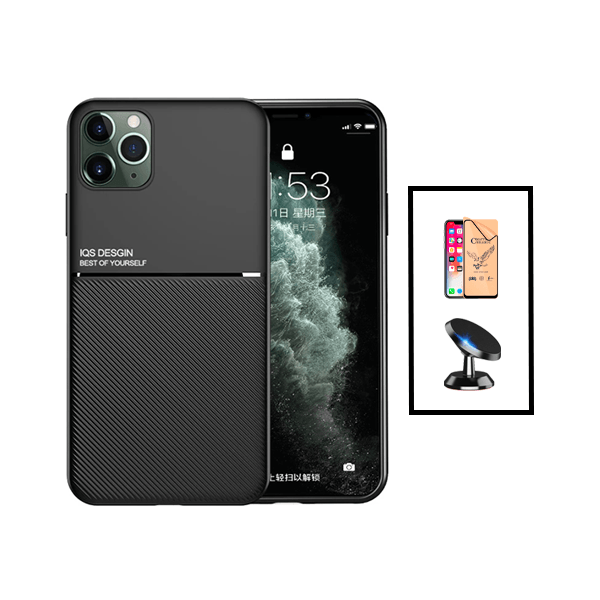 Kit Capa Traseira Magnética Anti Choque + Vidro Temperado Ceramica Full Cover + Suporte Magnético para Apple iPhone 14 - Preto