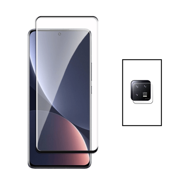 Kit Película Protectora para Câmara Traseira + Película de Vidro Temperado GorilasGlass Curved para Xiaomi 13 Pro - Transparente/Preto