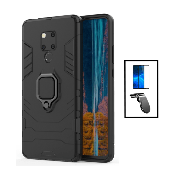Kit Película de Vidro Temperado GorilasGlass + Capa de Proteção Militar Magnética + Suporte de Carro Magnético L para Huawei Mate 20X 5G - Preto
