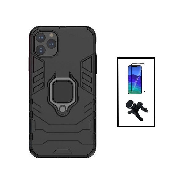 Kit Película de Vidro Temperado GorilasGlass + Capa de Proteção Militar Magnética + Suporte Magnético Com Pernas para Apple iPhone 14 Plus - Preto