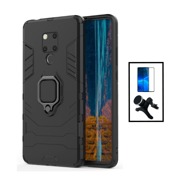 Kit Película de Vidro Temperado GorilasGlass + Capa de Proteção Militar Magnética + Suporte Magnético Com Pernas para Huawei Mate 20X 5G - Preto