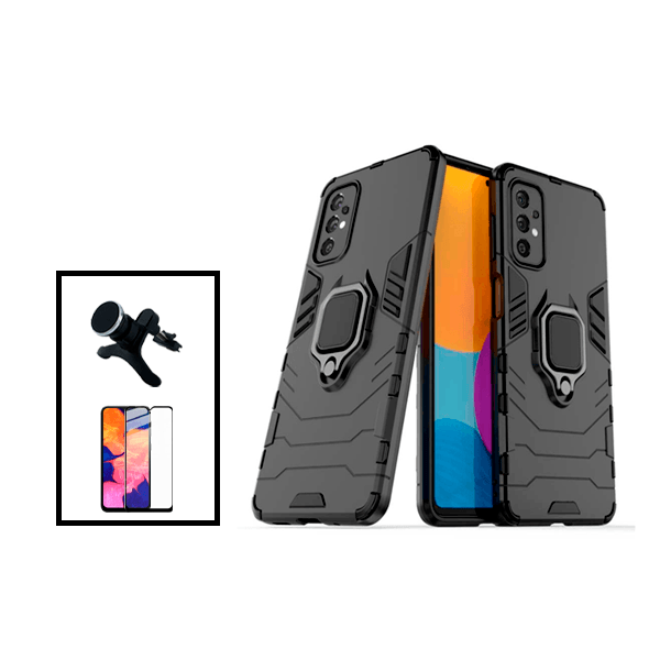 Kit Película de Vidro Temperado GorilasGlass + Capa de Proteção Militar Magnética + Suporte Magnético Com Pernas para Samsung Galaxy A23 - Preto