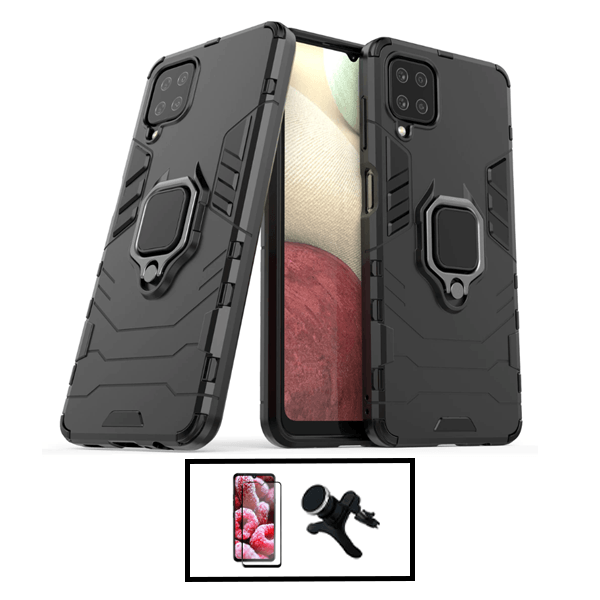 Kit Película de Vidro Temperado GorilasGlass + Capa de Proteção Militar Magnética + Suporte Magnético Com Pernas para Samsung Galaxy M33 5G - Preto