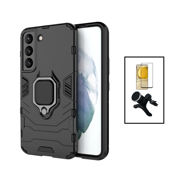 Kit Película de Vidro Temperado GorilasGlass + Capa de Proteção Militar Magnética + Suporte Magnético Com Pernas para Samsung Galaxy S23 Plus - Preto