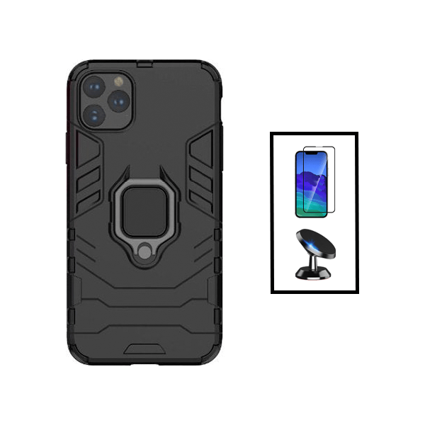 Kit Película de Vidro Temperado GorilasGlass + Capa de Proteção Militar Magnética + Suporte Magnético para Apple iPhone 14 Plus - Preto