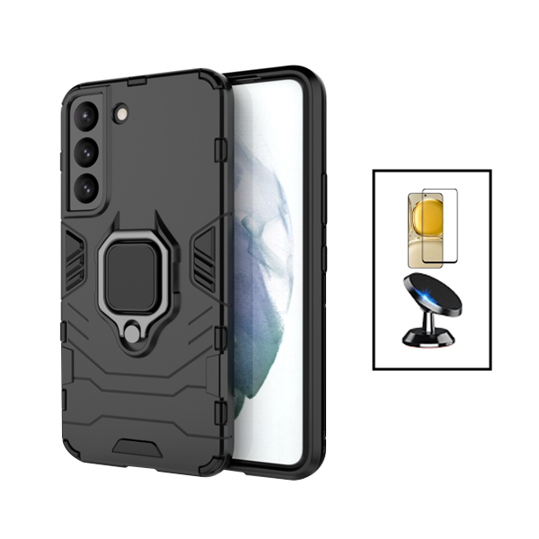 Kit Película de Vidro Temperado GorilasGlass + Capa de Proteção Militar Magnética + Suporte Magnético para Samsung Galaxy S23 Plus - Preto