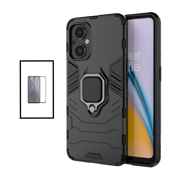 Kit Película de Vidro Temperado GorilasGlass + Capa de Proteção Militar Magnética para OnePlus Nord N20 5G - Preto