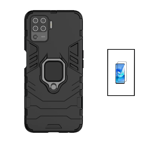 Kit Película de Vidro Temperado GorilasGlass + Capa de Proteção Militar Magnética para Oppo A94 - Preto