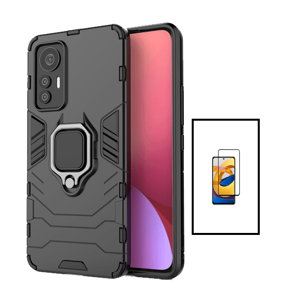 Kit Película de Vidro Temperado GorilasGlass + Capa de Proteção Militar Magnética para Xiaomi 12 Lite - Preto