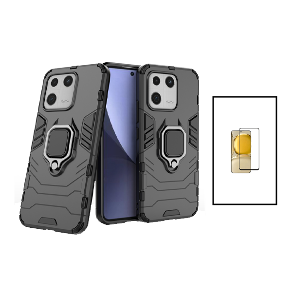 Kit Película de Vidro Temperado GorilasGlass + Capa de Proteção Militar Magnética para Xiaomi 13 - Preto