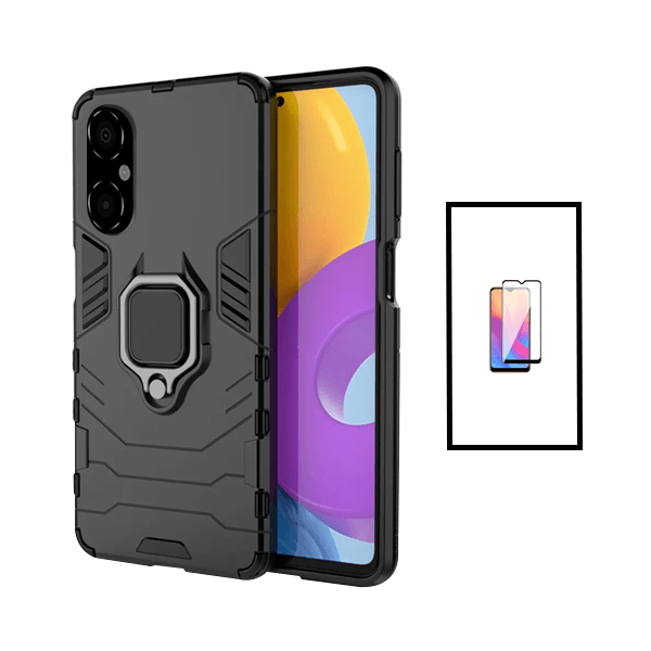 Kit Película de Vidro Temperado GorilasGlass + Capa de Proteção Militar Magnética para Xiaomi Poco M4 5G - Preto