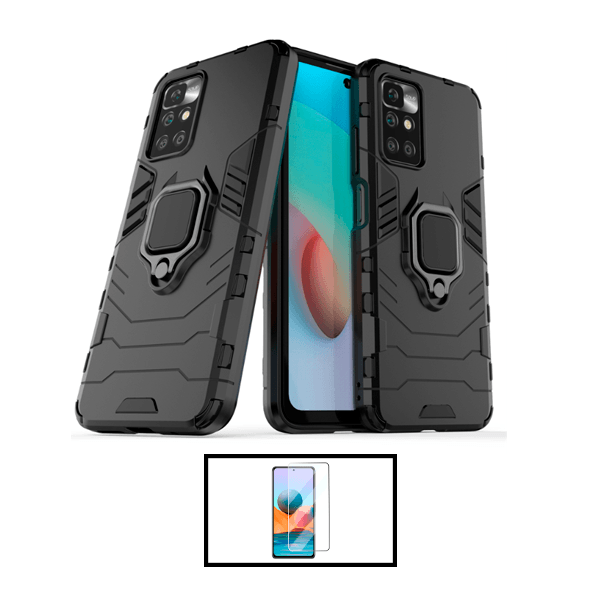 Kit Película de Vidro Temperado GorilasGlass + Capa de Proteção Militar Magnética para Xiaomi Redmi 10 Prime 2022 - Preto