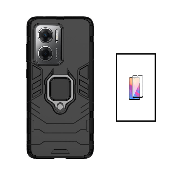 Kit Película de Vidro Temperado GorilasGlass + Capa de Proteção Militar Magnética para Xiaomi Redmi 11 Prime 5G - Preto