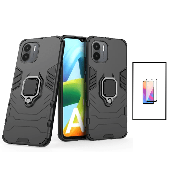 Kit Película de Vidro Temperado GorilasGlass + Capa de Proteção Militar Magnética para Xiaomi Redmi A2 - Preto
