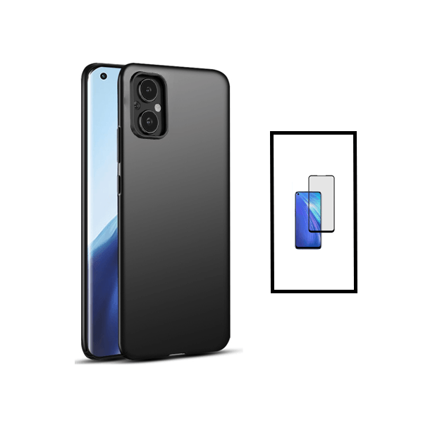Kit Película de Vidro Temperado GorilasGlass + Capa Rígida e Fina para Oppo Reno8 Lite - Preto