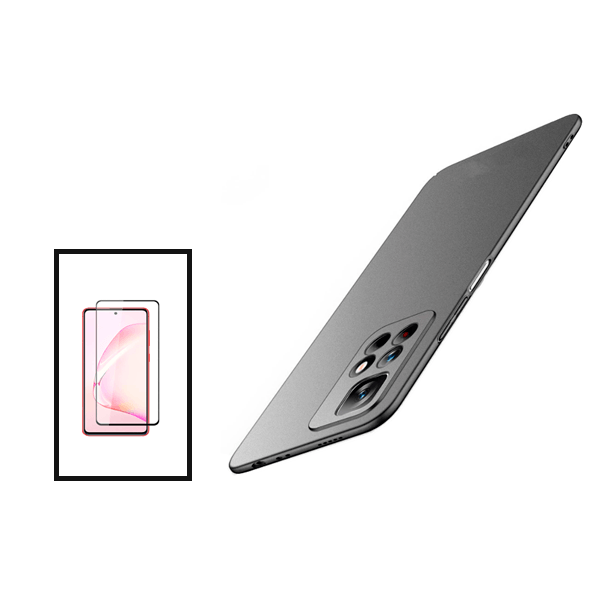 Kit Película de Vidro Temperado GorilasGlass + Capa Rígida e Fina para Xiaomi Redmi Note 11S 5G - Preto